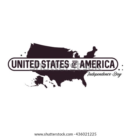 Isolated black color American map vector logo. USA atlas image on the white background logotype. Geographic unit.