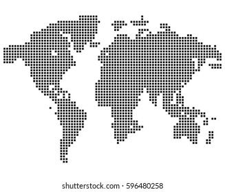 Isolated black color worldmap of dots on white background, earth vector illustration.