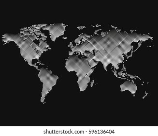 Isolated black color worldmap of lines background, earth vector illustration.