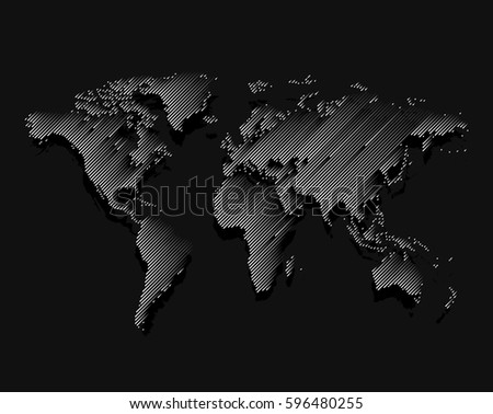 Isolated black color worldmap of lines background, earth vector illustration.
