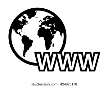 isolated black concept global internet symbol with earth map