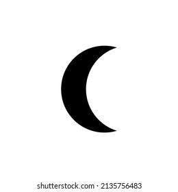 Isolated black crescent moon icon symbol on white background