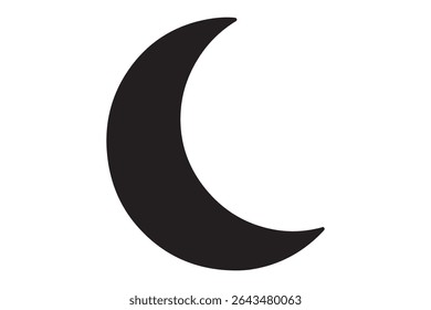 Isolated black crescent moon shape on a white background