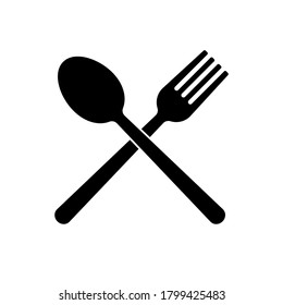 Isolated Black Crossed fork with knife icon on white background. Vector black illustration  