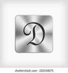 isolated black cursive handwriting modern english alphabet " D " letter in steel icon on white background(vector)