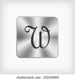 isolated black cursive handwriting modern english alphabet " W " letter in steel icon on white background(vector)