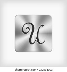 isolated black cursive handwriting modern english alphabet " U " letter in steel icon on white background(vector)