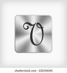 isolated black cursive handwriting modern english alphabet " V " letter in steel icon on white background(vector)