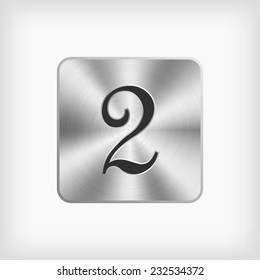 isolated black cursive handwriting modern number " 2 " letter in steel icon on white background(vector)