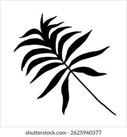 Isolated black design element of tropical leaves silhouette. Perfect for create fashion apparel fabric, trendy package, bedding, wallpaper, accessories, outerwear, cloth textile.