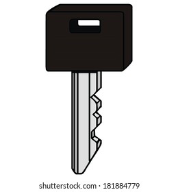isolated black door key, vector illustration