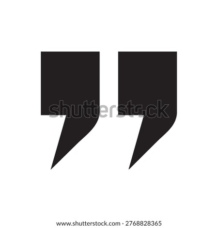 Isolated black double quote punctuation text mark silhouette graphic vector illustration for communication reading writing and citation digital concepts