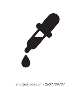 Isolated black dropper with a liquid drop falling