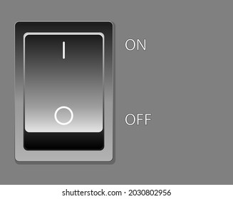 isolated black electrical switch on gray surface, vector design