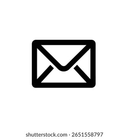 Icono de sobre negro aislado. Simboliza el correo electrónico, la mensajería y la comunicación. Vector gráfico para Sitios web, App, presentaciones y proyectos de diseño digital; aislado en blanco.