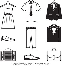 Isolated black event dress code icon Vector, black event dress code Silhouette,black event dress code icon set