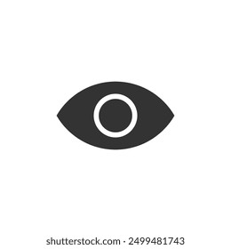 Isolated black eye icon on white background. Seen, views, sight illustration. Vector icons in flat style