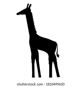 Isolated black figure of a giraffe. Vector illustration for icon and logo. African animal for banners and posters.