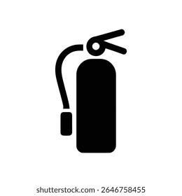 Ícone isolado de extintor de incêndio preto é exibido em um fundo branco, útil para conscientização de segurança, prontidão de emergência e projetos de design gráfico que precisam de visuais de segurança contra incêndio.