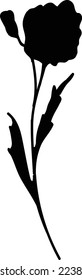 Isolierte schwarze Blumengrafik, Vektordesign, einfarbige Blume, Vektorgrafik