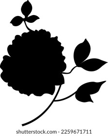 Diseño vectorial de ilustraciones de flores negras aisladas, vector de flores monocromo