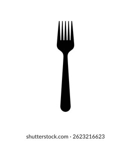 Isolated Black Fork Silhouette On White Background Simple Utensil Graphic Illustration