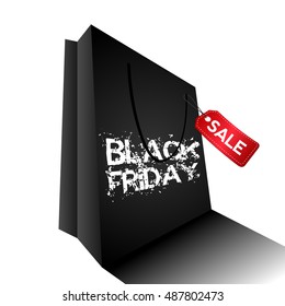 Isolated black friday bag with a label, Vector illustration