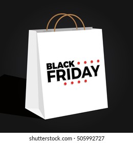 Isolated black friday shopping bag with text, Vector illustration