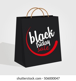 Isolated black friday shopping bag with text, Vector illustration