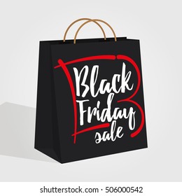 Isolated black friday shopping bag with text, Vector illustration