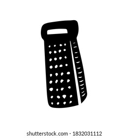 Isolated black grater in minimal style. Cookware concept. Vector illustration