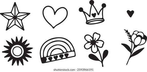 Isolated black hand drawn scribbles element collection icon Vector, black hand drawn scribbles element collection Silhouette,black hand drawn scribbles element collection icon set, black hand drawn 