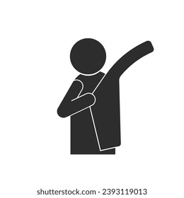 Isolated black icon changing room, fitting room, dressing room with illustration pictogram man changing cloth