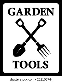 isolated black icon with garden tools silhouette