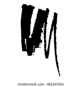 Isolated black ink marker pen stroke scribbles, on white background. Grunge elements for your design