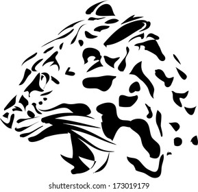 Isolated black jaguar on white background - vector illustration