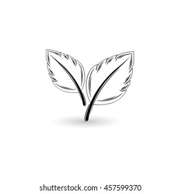 Isolated black leaf. Element for design. Vector illustration.