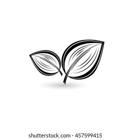 Isolated black leaf. Element for design. Vector illustration.