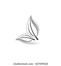 Isolated black leaf. Element for design. Vector illustration.