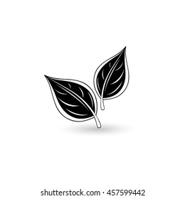 Isolated black leaf. Element for design. Vector illustration.