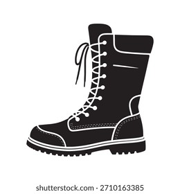  Botas de invierno de cuero negro aislado y una Ilustración vectorial de un par de zapatos de moda marrones sobre un fondo blanco