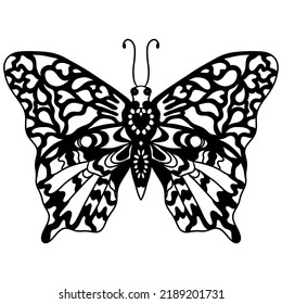 Isolated Black Line Butterfly Tattoo Coloring Stock Vector (Royalty ...