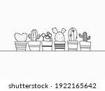 isolated black line cartoon cute potted cactus hand drawing for background, wallpaper, banner, label etc. vector design.