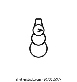 Isolated black line icon of snowman on white background. Outline snowman. Logo flat design. Winter entertainment.