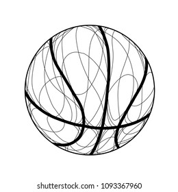 Isolated black line icon. Vector illustration. Line art. Basketball objects.