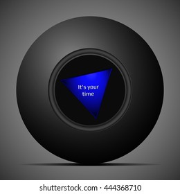 Isolated black magic ball answers to your question and shows you the way for your design or advertisement. Vector illustration.