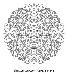 Isolated Black Mandala Vector Round Line Stock Vector (Royalty Free ...