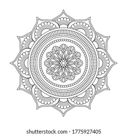 Isolated black mandala in vector. Vintage monochrome pattern for coloring pages, tattoo, decoration