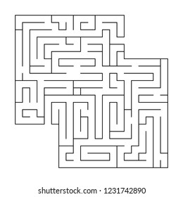 Isolated black maze, labyrinth beginning complexity on white background. Vector illustration.