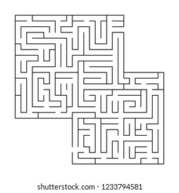 Isolated black maze, labyrinth beginning complexity on white background. Vector illustration.